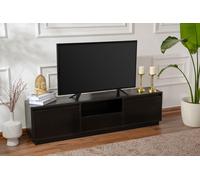 Hanah Home Soporte para TV Elegante y Resistente, Color Negro, 160 x 42 x 18 cm, Fabricado con Tablero de partículas Recubierto de melamina 100%, Grosor: 18 mm, oficinas Modernas en casa y