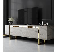 Skye Decor, Yildiz: Travertino, Dorado, Soporte para TV, Travertino, Tablero de partículas de alta densidad recubierto al 100% con melamina, 180 x 50 x 30 cm