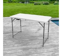 SKYLANTERN - Mesa Plegable Mesilla Tablero (120 cm, rectangular, color blanco, altura ajustable, 6 personas, 120 x 60 x 74 cm, de HDPE de alta densidad, grosor 3,5 cm)