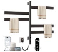 SKYLYZH Radiador Electrico, Rotación de 180° Secatoallas Eléctrico, 450 x 680mm, 120W, WiFi Negro Calentador de Toallas, Toallero electrico baño, para Alexa y Google Home y APP-G68 WiFi Black
