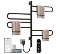 SKYLYZH Toallero Eléctrico, Rotación de 180° Radiador de Baño Eléctrico, 430 x 780mm, 130W, WiFi Negro Calentador de Toallas, Toallero electrico baño, para Alexa y Google Home y APP-G65 WiFi Black