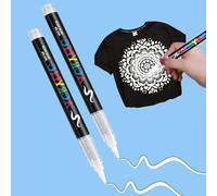 Skymico 2 lápices textiles blancos, lavables a máquina, rotuladores suaves de 1 a 6 mm, resistentes a la luz y al agua, lápices textiles permanentes para pintar sobre tela.