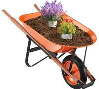 SKYSHALO, carro multifuncional de 5 pies cúbicos, con capacidad de carga de 330 libras, carro de jardín de una rueda con manija de acero y ruedas anchas de 16 pulgadas, que facilita la carga para su u