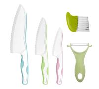Skythrive Cuchillos de cocina para niños 5 piezas - Utensilios para cortar frutas y verduras, herramientas seguras para cocinar real
