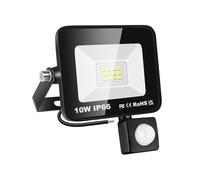 SKYWORLD Focos LED Exterior,10W Foco Proyector LED Floodlight con Sensor de Movimiento 1 pieza,Blanco Frío Proyector Led Exterior Luz de Seguridad para Patio Camino Jardín Almacén Terraza Garaje