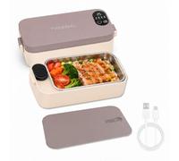 SL Euthtion Lonchera eléctrica inalámbrica, funciona con batería, calentada, recargable por USB, 7200 mAh, calentador de alimentos con función de temporizador inteligente, gran capacidad de 0.9 L para