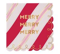 Slant Collections Servilletas de papel desechables festoneadas para fiestas, bebidas, cócteles, 20 unidades, Merry
