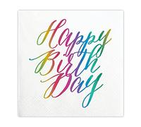 Slant Collections Servilletas de papel para bebidas/cócteles, 5 x 5 pulgadas (20 unidades), cumpleaños arcoíris
