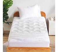 SLEEP ZONE Cubrecolchón refrescante individual para cama individual, almohadilla de colchón acolchada de primera calidad, funda protectora de colchón ajustable, lavable a máquina, bolsillo profundo de