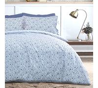 Sleepdown Ditsy Flowers - Juego de Funda de edredón de fácil Cuidado, diseño de Flores, Color Azul y Blanco Matrimonio Grande