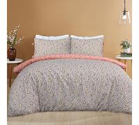 Sleepdown Ditsy Flowers - Juego de Funda de edredón de fácil Cuidado, diseño de Flores, Color Naranja y Blanco Matrimonio