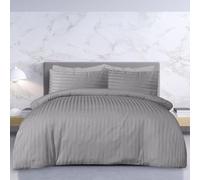 Sleepdown - Juego de Funda de edredón (250 Hilos), diseño de Rayas de satén, Suave, Calidad de Hotel, polialgodón Matrimonio
