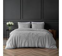Sleepdown Juego de Funda de edredón de Pelo Largo de Pelo sintético Plateado, súper Suave, fácil Cuidado, con Fundas de Almohada, Super King (220 x 260 cm), matrimonio grande