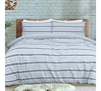 Sleepdown Juego de Funda de edredón Reversible a Rayas Seersucker Verde Blanco y Verde (230 x 220 cm)