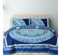 Sleepdown Juego de Funda de edredón Reversible Suave y Sencillo con diseño geométrico Azul de Cachemira con Fundas de Almohada, King (220 x 230 cm), Tamaño matrimonio