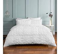 Sleepdown - Juego de Funda de edredón Suave con Fundas de Almohada para Cama Super King (220 x 260 cm), diseño Plisado, Color Blanco