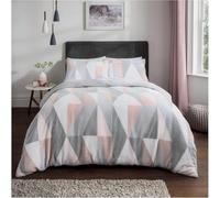 Sleepdown Juego edredón con Fundas de Almohada, diseño geométrico de Peluche, térmico, cálido, Muy Suave, tamaño Super King (220 x 260 cm), Color Rosa, Poliéster, Blush Pink Geo, Matrimonio Grande