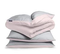 Sleepwise Juego de sábanas, 200x200cm, x2 Fundas de Almohada 80x80cm, ÖKO-Tex, Agradable, Transpirable, sin Arrugas, fácil de cuidar, hipoalergénico, para Todo el año, Gris Claro/Rosa