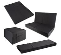 Sleezzz CloudComfort - Colchón doble plegable para invitados, 140 x 195 cm, 6 piezas, color negro, doble y individual, con bolsa de transporte, núcleo de espuma extra gruesa de 14 cm de altura para