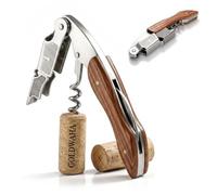SLIAXINT sacacorchos profesional en acero inoxidable, plegable abridor de vino, saca rolhas mango de madera 3 en 1 sacacorchos de camarero con abrebotellas y cortacápsulas cada ocasión en el hogar