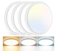slochi 【4 Pack】 Lampara Techo, 18W 1800LM Plafon LED Techo Baño, 3000K/4000K/6500K Plafones Para Techo, IP44 Impermeable Plafón Techo Moderna para Cocina Dormitorio Pasillo Balcón Ø23 CM