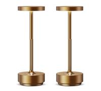 SLSMD Lámpara de mesa inalámbrica LED recargable regulable 5000 mAh 3 modos de luz uso interior/exterior batería larga duración portátil USB-C lámpara de mesa (2 x bronce)