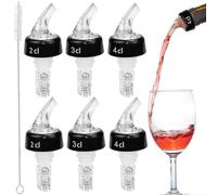 SLTAXAR 6PCS Vertedor de Botellas 2/3/4 osificador de Bebidas, Dosificador de Botellas de Vino, Boquilla Dosificadora para Botella, Dosificadores de Licores con Cepillo para Vino, Cócteles, Aceite