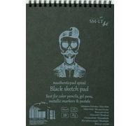 Sm-Lt SM58799 Bloc de Dibujo Negro A5, 20 Hojas, 165 gr/m2 para Lápices de Colores, Bolígrafos de Gel, Marcadores Metálicos, Pasteles
