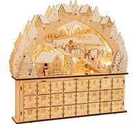 Small Foot Design Calendario de Adviento 11789 – Pirámide de madera con 24 cajones y luces LED