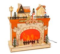 Small Foot Company 11388 Lámpara para chimenea Paraíso invernal, de madera, con efectos de iluminación visual, con conexión USB