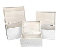 Small Foot Company Cofre de Madera, Blanco, Juego de 3, para decoración o Almacenamiento, Varios tamaños y Uso Universal.