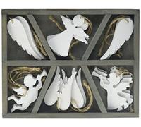 Small Foot Design Decoración colgante de ángel, madera, blanco, 24 x 19 x 2 cm
