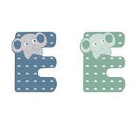 small foot Set Letras de madera para la habitación infantil E, con madera FSC® 100% certificada, letras animales, 12512