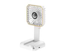 Small Handheld Fan, Folding Desk Neck Air Cooler, 2.95x2.76x5.51 inches Battery Operated Personal Fan with Phone Stand, Cooling Gadget for Beach, Camping, Travel, and Outdoor Use
