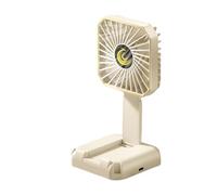 Small Handheld Fan, Folding Desk Neck Cooler, Battery Operated Air Circulator, Compact Travel Gadget with Phone Stand, 3-Speed Breeze Device, Ideal for Camping Outdoor Beach Use