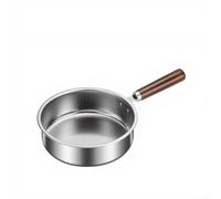 Small Square Frying Pan 16cm Stainless Steel Wood Handle(18cm Round) | Square round shape, 16cm size, stainless steel body, wooden handle, para ideal for eggs