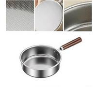 Small Square Frying Pan 16cm Stainless Steel Wood Handle(22cm Round) | Square round shape, 16cm size, stainless steel body, wooden handle, para ideal for eggs