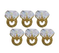 Smandy Globos con Anillo de Diamante, 6 uds., Globos de Papel de Aluminio, Forma Esférica para Decoración de Fiesta de Compromiso de Boda (GOLD)
