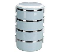 Smandy Térmica de Acero Inoxidable con Cierres de Seguridad, Tapa Tipo Olla a Presión y Asa Ergonómica para la Escuela, la Oficina, el Hogar y Actividades Al Aire libre. (4 niveles)