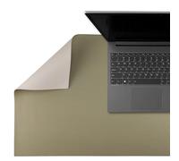 SMART Alfombrilla de Escritorio 80 x 40 cm - Tapete de Oficina - Equipamiento de Oficina en Imitación de Cuero - Protector de Escritorio - Doble Cara, Beige/Verde Oliva