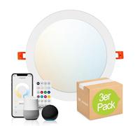 Smart Home Panel LED empotrable redondo de 170 mm de diámetro, 15 W, 1430 lm, regulable, CCT 2700-6500 K, control por aplicación de malla Bluetooth, compatible con Alexa y Google Assistant, incluye