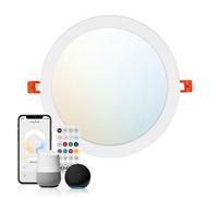 Smart Home - Panel LED empotrable redondo (diámetro de 230 mm, 18 W, 1760 lm, intensidad regulable, CCT 2700-6500 K, control por aplicación de malla Bluetooth, compatible con Alexa y Google Assistant