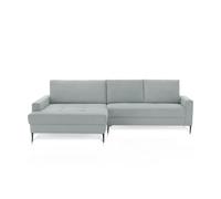 smart Sofá esquinero de pana gris claro, orientación a la izquierda, sofá acolchado con 3 cojines para la espalda, 3 plazas, 280 x 90 x 173 cm