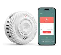 Smart WiFi Detector de Humo 10-Año Batería, Detector de Humo con Sensor Fotoeléctrico, Función de Silenciado y Autocomprobación, Certificado DIN EN14604, Compatible con Tuya/Smart Life App