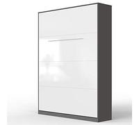 SMARTBett Standard 140x200cm Vertical Antracita/Blanco Alto Brillo | Cama Abatible, Cama De Pared