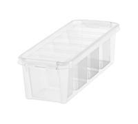 SmartStore caja de almacenamiento de plástico pequeña de 3.5L con 4 separadores y tapa - Apilable y encajable - Garantía de 10 años - Segura para Alimentos - Cierre con Clip L38 x W14 x H11 cm