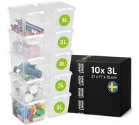 SmartStore cajas de almacenamiento de plástico pequeñas de 3L con tapas - Juego de 10 - Apilables y encajables - Garantía de 10 Años - Seguras para Alimentos- Cierre con Clips L21 x An17 x Al15 cm
