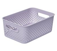 SmartStore Cesta de almacenamiento mediana de 5,6 L, color lavanda, para cocina, baño, oficina, organizador de juguetes, contenedor con asas, encajable, 29,5 x 20,5 x 12 cm