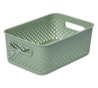 SmartStore Cesta de almacenamiento mediana de 5,6 L, color verde, para cocina, baño, oficina, organizador de juguetes, contenedor con asas, encajable, 29,5 x 20,5 x 12 cm