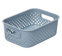 SmartStore Cesta de almacenamiento pequeña de 1,6 L, color azul, para cocina, baño, oficina, organizador de juguetes, contenedor con asas, encajable, 20,5 x 14,5 x 7,5 cm